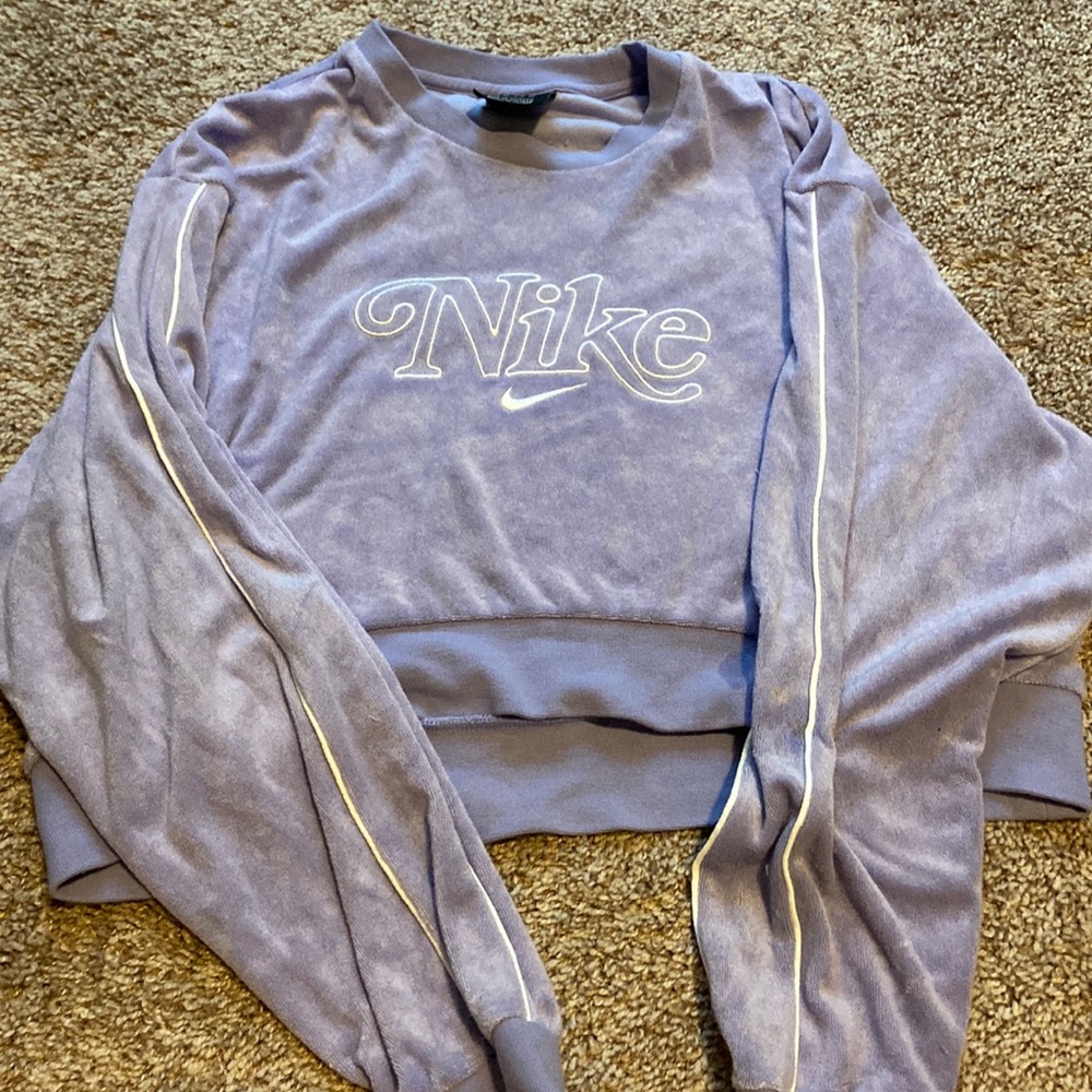 Purple Nike Terrycloth cropped sweatshirt
